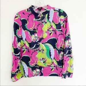 Talbots Bold Mod Floral print Top, Size 4P